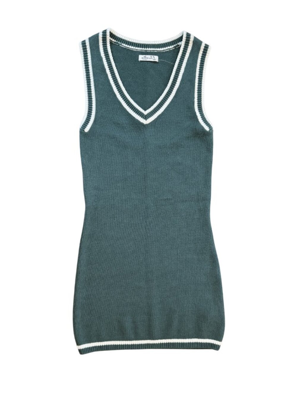 NWT Hollister Knit Sweater Dress Green White  Size Small